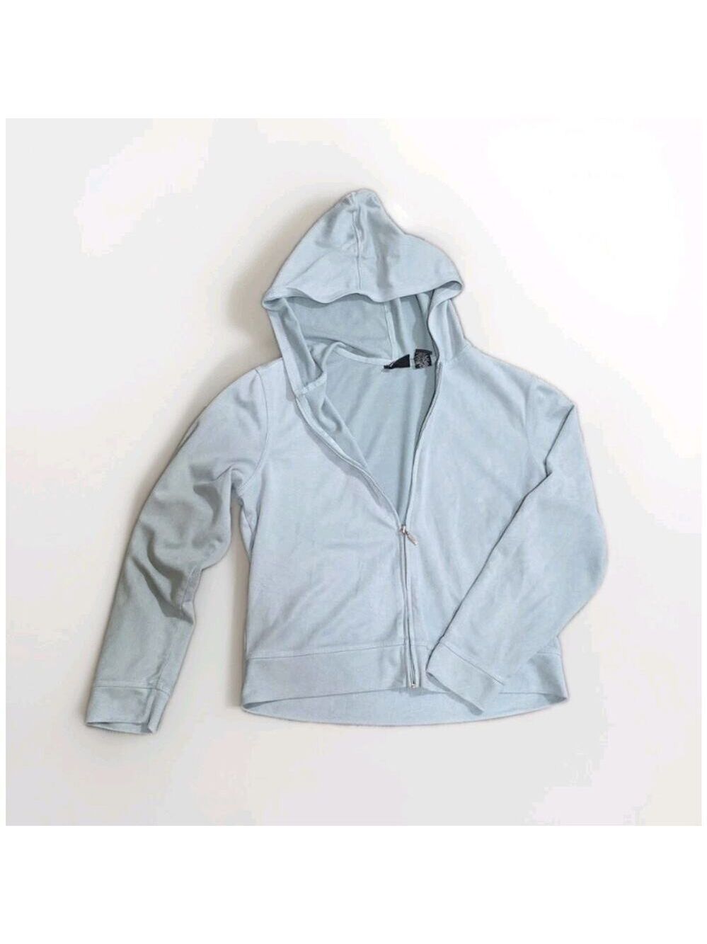 NY Jeans Soft Blue Vintage microsuede zip hoodie Size Large 90s Vibe Track Suit